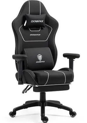Dowinx Gaming Chair with Pocket Spring Cushion, Breathable Fabric Ergonomic Office Chair with Footrest & Massage Lumbar Support, Comfortable Reclining Chair for Long Hours Sitting, 350LBS, Black Dowinx Gaming Chair with Pocket Spring Cushion, Breathable Fabric Ergonomic Office Chair with Footrest & Massage Lumbar Support, Comfortable Reclining Chair for Long Hours Sitting, 350LBS, Black