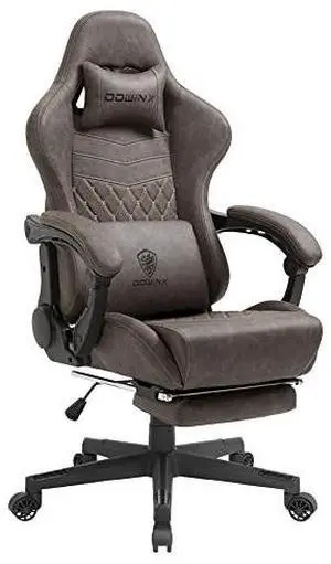 Dowinx Gaming Chair Office Chair PC Chair with Massage Lumbar Support, Vintage Style PU Leather High Back Adjustable Swivel Task Chair with Footrest (Brown) Dowinx Gaming Chair Office Chair PC Chair with Massage Lumbar Support, Vintage Style PU Leather High Back Adjustable Swivel Task Chair with Footrest (Brown)