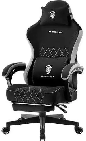 Dowinx Gaming Chair, Breathable Fabric Computer Chair with Pocket Spring Cushion, Ergonomic Massage Gamer chair with Lumbar Support and Footrest, Height Adjustable Office Game chairs for Adults, Black Dowinx Gaming Chair, Breathable Fabric Computer Chair with Pocket Spring Cushion, Ergonomic Massage Gamer chair with Lumbar Support and Footrest, Height Adjustable Office Game chairs for Adults, Black