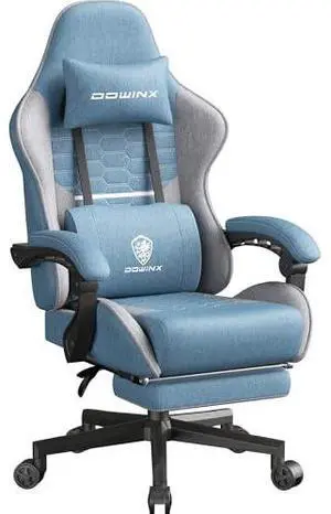 Dowinx Gaming Chair Fabric Big and Tall with Pocket Spring Cushion, Massage Game Chair Cloth with Headrest, Ergonomic Computer Chair with Footrest 350LBS, Blue Dowinx Gaming Chair Fabric Big and Tall with Pocket Spring Cushion, Massage Game Chair Cloth with Headrest, Ergonomic Computer Chair with Footrest 350LBS, Blue
