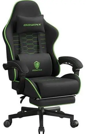 Dowinx Gaming Chair Fabric Big and Tall with Pocket Spring Cushion, Massage Game Chair Cloth with Headrest, Ergonomic Computer Chair with Footrest 350LBS, Black Green Dowinx Gaming Chair Fabric Big and Tall with Pocket Spring Cushion, Massage Game Chair Cloth with Headrest, Ergonomic Computer Chair with Footrest 350LBS, Black Green