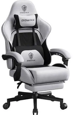 Dowinx Gaming Chair Fabric Big and Tall with Pocket Spring Cushion, Massage Game Chair Cloth with Headrest, Ergonomic Computer Chair with Footrest 350LBS, Black Grey Dowinx Gaming Chair Fabric Big and Tall with Pocket Spring Cushion, Massage Game Chair Cloth with Headrest, Ergonomic Computer Chair with Footrest 350LBS, Black Grey