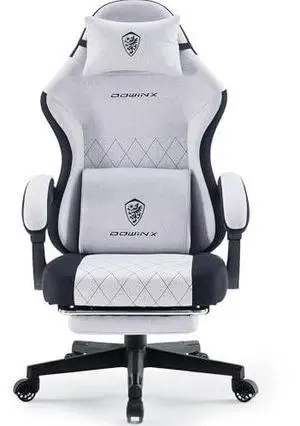 Dowinx Gaming Chair Fabric with Pocket Spring Cushion, High Back Ergonomic Computer Chair with Footrest for Adults, Massage Lumbar Support Swivel Game Chair for Office Gaming 300LBS, Black and Gray Dowinx Gaming Chair Fabric with Pocket Spring Cushion, High Back Ergonomic Computer Chair with Footrest for Adults, Massage Lumbar Support Swivel Game Chair for Office Gaming 300LBS, Black and Gray