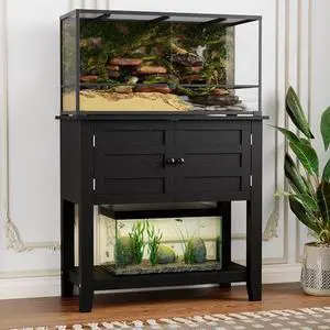 Heavy Duty 20-29 Gallon Aquarium Stand with Charging Station Double Door Storage Cabinet Open Shelves & Magnetic Drawer Living Room Set Black Heavy Duty 20-29 Gallon Aquarium Stand with Charging Station Double Door Storage Cabinet Open Shelves & Magnetic Drawer Living Room Set Black