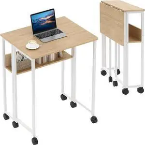 Space-Saving Collapsible Laptop Desk with Storage Shelf Rolling Computer Table on Wheels, Sturdy Metal Frame, Compact Mobile Workstation for Small Spaces, Home Office, Bedroom Space-Saving Collapsible Laptop Desk with Storage Shelf Rolling Computer Table on Wheels, Sturdy Metal Frame, Compact Mobile Workstation for Small Spaces, Home Office, Bedroom