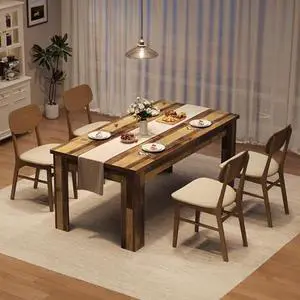 Dining Table for 4-6,Farmhouse Dining Table, 63 Inch Rectangular Wood Kitchen Table with 1.18" Thick Tabletop & 4.53" Sturdy Legs, Ideal for Dining Room, Living Room, Small Space, Rustic Brown Dining Table for 4-6,Farmhouse Dining Table, 63 Inch Rectangular Wood Kitchen Table with 1.18" Thick Tabletop & 4.53" Sturdy Legs, Ideal for Dining Room, Living Room, Small Space, Rustic Brown
