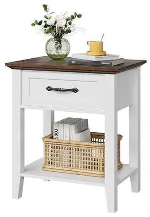 Industrial in Gray with Drawer and Open Storage Shelf, Large Capacity Wood Bedside Table for Bedroom, Living Room, Sofa, Easy Assembly, 1 or 2 Pieces Industrial in Gray with Drawer and Open Storage Shelf, Large Capacity Wood Bedside Table for Bedroom, Living Room, Sofa, Easy Assembly, 1 or 2 Pieces
