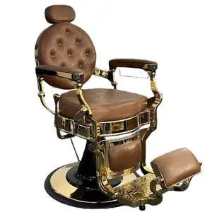 Heavy Duty Vintage Barber Chair Hydraulic Recline, Adjustable Height, 360° Swivel, Headrest & Footrest, 700lbs Capacity Professional Salon, Beauty, Tattoo Lounge Chair Gold-Plated Brown Heavy Duty Vintage Barber Chair Hydraulic Recline, Adjustable Height, 360° Swivel, Headrest & Footrest, 700lbs Capacity Professional Salon, Beauty, Tattoo Lounge Chair Gold-Plated Brown