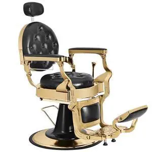 Heavy Duty Vintage Barber Chair Hydraulic Recline, Adjustable Height, 360° Swivel, Headrest & Footrest, 700lbs Capacity Professional Salon, Beauty, Tattoo Studio Recliner Gold-Plated Heavy Duty Vintage Barber Chair Hydraulic Recline, Adjustable Height, 360° Swivel, Headrest & Footrest, 700lbs Capacity Professional Salon, Beauty, Tattoo Studio Recliner Gold-Plated