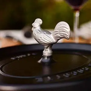 STAUB 40509-346-0 Rooster Lid Knob, Cast Iron, Silver STAUB 40509-346-0 Rooster Lid Knob, Cast Iron, Silver