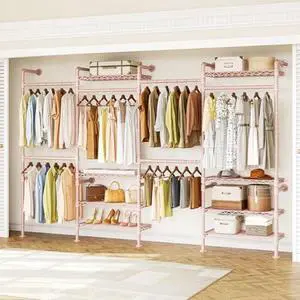 ONBRILL H4 Wall Mounted Closet System, Expandable Industrial Pipe Clothes Rack Clothing Rack for Hanging Clothes, Heavy Duty Closet Organizers and Storage in Wardrobe Closet ONBRILL H4 Wall Mounted Closet System, Expandable Industrial Pipe Clothes Rack Clothing Rack for Hanging Clothes, Heavy Duty Closet Organizers and Storage in Wardrobe Closet