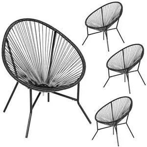 ONBRILL 4-Piece Outdoor Acapulco Chairs Set, Modern Patio Furniture Set, PE Pattan Bistro Set with Steel Frame for Balcony, Lawn, Porch and Garden, Black ONBRILL 4-Piece Outdoor Acapulco Chairs Set, Modern Patio Furniture Set, PE Pattan Bistro Set with Steel Frame for Balcony, Lawn, Porch and Garden, Black