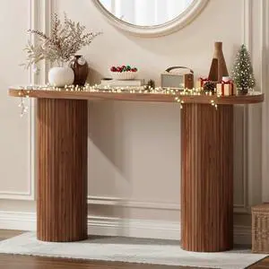 ONBRILL 55 Inch Fluted Entryway Table, Wood Console Table, Couch Tables Behind Sofa, Farmhouse Style, Modern Sofa Stand for Entrance Hallway Living Room Foyer (Walnut) ONBRILL 55 Inch Fluted Entryway Table, Wood Console Table, Couch Tables Behind Sofa, Farmhouse Style, Modern Sofa Stand for Entrance Hallway Living Room Foyer (Walnut)
