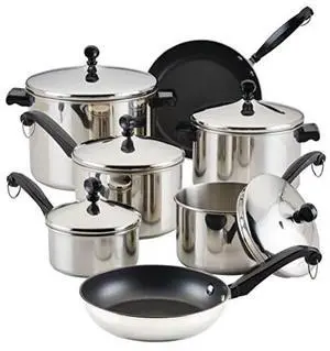 Farberware Classic Stainless Steel Cookware Pots and Pans Set, 15-Piece,50049,Silver Farberware Classic Stainless Steel Cookware Pots and Pans Set, 15-Piece,50049,Silver