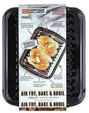 Range Kleen BP102X 2 Piece Heavy Duty Porcelain Air Fry, Bake and Broil Pan Range Kleen BP102X 2 Piece Heavy Duty Porcelain Air Fry, Bake and Broil Pan