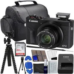 Canon PowerShot G7 X Mark III Digital Camera (Black) Bundle with 64GB Memory, Spider Flex Tripod, USB High Speed Card Reader + Complete Photo Kit (20 Items) Canon PowerShot G7 X Mark III Digital Camera (Black) Bundle with 64GB Memory, Spider Flex Tripod, USB High Speed Card Reader + Complete Photo Kit (20 Items)