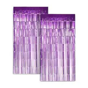Zink 2 Pack 3.28 Ft x 6.56 Ft Purple Foil Curtain Backdrop - Tinsel Streamers for Photo Booth, Birthday Party, Wedding, Graduation, Holiday Decorations Zink 2 Pack 3.28 Ft x 6.56 Ft Purple Foil Curtain Backdrop - Tinsel Streamers for Photo Booth, Birthday Party, Wedding, Graduation, Holiday Decorations
