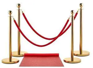 Zink Red Carpet Bundle - 4PCS 90 CM Stainless Steel Gold Stanchion Posts with 1.5M Velvet Rope and 0.75M x 2M Red Carpet for Parties, Photo Booths, Weddings, Theaters, and More Zink Red Carpet Bundle - 4PCS 90 CM Stainless Steel Gold Stanchion Posts with 1.5M Velvet Rope and 0.75M x 2M Red Carpet for Parties, Photo Booths, Weddings, Theaters, and More