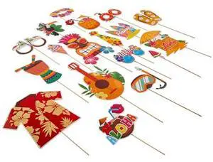 Zink 30PC Luau Party Photo Booth Props - 30 Tropical Hawaiian Photo Booth Props with 30 Sticks and 60 Self-Adhesive Tapes for Photo Booths Zink 30PC Luau Party Photo Booth Props - 30 Tropical Hawaiian Photo Booth Props with 30 Sticks and 60 Self-Adhesive Tapes for Photo Booths