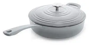 Chantal Cast Iron Skillet Sauté Pan with Lid, 4 qt, US Formulated Premium Enamel, Fade Grey Chantal Cast Iron Skillet Sauté Pan with Lid, 4 qt, US Formulated Premium Enamel, Fade Grey
