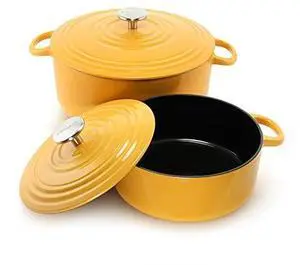 Chantal Cast Iron Dutch Oven Set, 3 and 7 qt, US Formulated Premium Enamel, Marigold Chantal Cast Iron Dutch Oven Set, 3 and 7 qt, US Formulated Premium Enamel, Marigold
