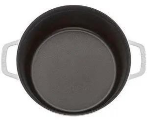 Staub Cast Iron Round Cocotte, Dutch Oven, 7-quart, serves 7-8, Made in France, White Staub Cast Iron Round Cocotte, Dutch Oven, 7-quart, serves 7-8, Made in France, White