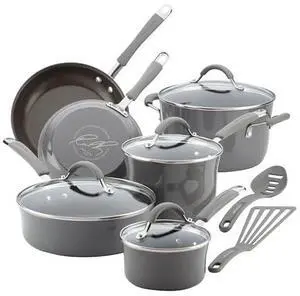 Rachael Ray - 16802 Rachael Ray Cucina Nonstick Cookware Pots and Pans Set, 12 Piece, Sea Salt Gray Rachael Ray - 16802 Rachael Ray Cucina Nonstick Cookware Pots and Pans Set, 12 Piece, Sea Salt Gray
