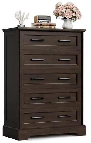 Furmax Farmhouse Dresser for Bedroom, 5 Drawers Dresser, Wood Chest of Drawers, 31.5" Wide Storage Dressers Organizer for Bedroom, Living Room (Brown) Furmax Farmhouse Dresser for Bedroom, 5 Drawers Dresser, Wood Chest of Drawers, 31.5" Wide Storage Dressers Organizer for Bedroom, Living Room (Brown)
