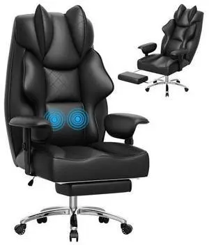 Homall Big and Tall Massage Office Chair,Reclining High Back Ergonomic Home Office Desk Chair with Adjustable Padded Armrest and Foot Rest (Leather, Black) Homall Big and Tall Massage Office Chair,Reclining High Back Ergonomic Home Office Desk Chair with Adjustable Padded Armrest and Foot Rest (Leather, Black)