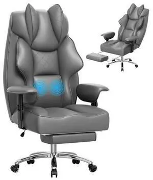 Homall Big and Tall Massage Office Chair,Reclining High Back Ergonomic Home Office Desk Chair with Adjustable Padded Armrest and Foot Rest (Leather, Grey) Homall Big and Tall Massage Office Chair,Reclining High Back Ergonomic Home Office Desk Chair with Adjustable Padded Armrest and Foot Rest (Leather, Grey)
