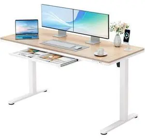 Furmax Electric Standing Desk with Drawers, Adjustable Height Sit Stand Desk with One-Piece Desktop & USB Charging Port for Home Office Computer Desks (Bamboo Desktop, 55 Inch) Furmax Electric Standing Desk with Drawers, Adjustable Height Sit Stand Desk with One-Piece Desktop & USB Charging Port for Home Office Computer Desks (Bamboo Desktop, 55 Inch)