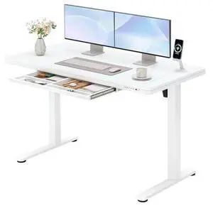 Furmax Adjustable Height Electric Standing Desk with Drawers, 48 Inch Sit Stand Desk with One-Piece Thickened Desktop & USB Charging Port for Home Office Computer Desks (White Desktop, 48 Inch) Furmax Adjustable Height Electric Standing Desk with Drawers, 48 Inch Sit Stand Desk with One-Piece Thickened Desktop & USB Charging Port for Home Office Computer Desks (White Desktop, 48 Inch)