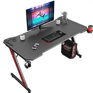 Homall Gaming Computer Desk with Carbon Fiber Surface, Gaming Table Z Shaped Pc Home Office with Cup Holder&Headphone Hook(55 in, Black) Homall Gaming Computer Desk with Carbon Fiber Surface, Gaming Table Z Shaped Pc Home Office with Cup Holder&Headphone Hook(55 in, Black)