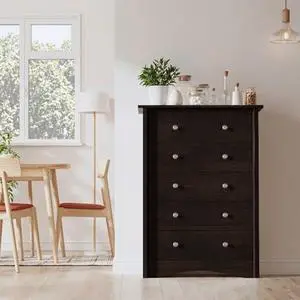 Furmax Tall Dresser for Bedroom, 5 Drawer Dresser, Chest of Drawers, Organizer Drawers, for Hallway Entryway (Brown) Furmax Tall Dresser for Bedroom, 5 Drawer Dresser, Chest of Drawers, Organizer Drawers, for Hallway Entryway (Brown)