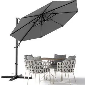 Devoko 10ft Cantilever Patio Umbrella, Round Large Outdoor Umbrella with 360-Degree Rotation, Hanging Offset Market Sun Umbrella, Easy Tilt and Heavy-Duty Frame, for Patio Backyard Garden, Gray Devoko 10ft Cantilever Patio Umbrella, Round Large Outdoor Umbrella with 360-Degree Rotation, Hanging Offset Market Sun Umbrella, Easy Tilt and Heavy-Duty Frame, for Patio Backyard Garden, Gray