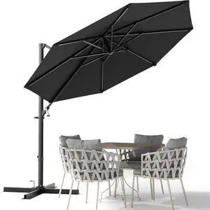 Devoko 10ft Cantilever Patio Umbrella, Round Large Outdoor Umbrella with 360-Degree Rotation, Hanging Offset Market Sun Umbrella, Easy Tilt and Heavy-Duty Frame, for Patio Backyard Garden, Black Devoko 10ft Cantilever Patio Umbrella, Round Large Outdoor Umbrella with 360-Degree Rotation, Hanging Offset Market Sun Umbrella, Easy Tilt and Heavy-Duty Frame, for Patio Backyard Garden, Black