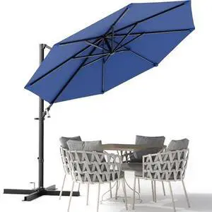 Devoko 10ft Cantilever Patio Umbrella, Round Large Outdoor Umbrella with 360-Degree Rotation, Hanging Offset Market Sun Umbrella, Easy Tilt and Heavy-Duty Frame, for Patio Backyard Garden, Navy Blue Devoko 10ft Cantilever Patio Umbrella, Round Large Outdoor Umbrella with 360-Degree Rotation, Hanging Offset Market Sun Umbrella, Easy Tilt and Heavy-Duty Frame, for Patio Backyard Garden, Navy Blue