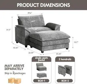 Homall 40" Modular Sectional Sofa, Single Sofa Couch with Reversible Ottoman, DIY Combination Chenille Deep 1-Seat Cloud Couch for Living Room, Apartment (Light Grey, Single Sofa Chair) Homall 40" Modular Sectional Sofa, Single Sofa Couch with Reversible Ottoman, DIY Combination Chenille Deep 1-Seat Cloud Couch for Living Room, Apartment (Light Grey, Single Sofa Chair)