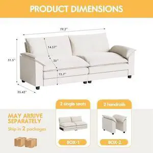 Homall 80" Modular Sectional Sofa, Loveseat Sofa Couch with Double-Layer Cushion, DIY Combination Chenille Deep 2-Seat Cloud Couch for Living Room, Apartment (White, Loveseat Sofa) Homall 80" Modular Sectional Sofa, Loveseat Sofa Couch with Double-Layer Cushion, DIY Combination Chenille Deep 2-Seat Cloud Couch for Living Room, Apartment (White, Loveseat Sofa)