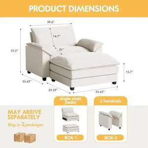 Homall 40" Modular Sectional Sofa, Single Sofa Couch with Reversible Ottoman, DIY Combination Chenille Deep 1-Seat Cloud Couch for Living Room, Apartment (White, Single Sofa Chair) Homall 40" Modular Sectional Sofa, Single Sofa Couch with Reversible Ottoman, DIY Combination Chenille Deep 1-Seat Cloud Couch for Living Room, Apartment (White, Single Sofa Chair)