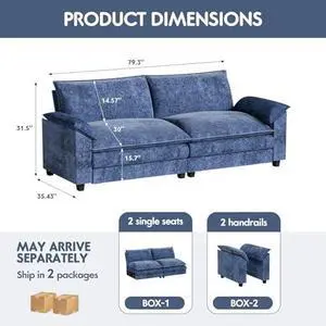 Homall 80" Modular Sectional Sofa, Loveseat Sofa Couch with Double-Layer Cushion, DIY Combination Chenille Deep 2-Seat Cloud Couch for Living Room, Apartment (Dark Blue, Loveseat Sofa) Homall 80" Modular Sectional Sofa, Loveseat Sofa Couch with Double-Layer Cushion, DIY Combination Chenille Deep 2-Seat Cloud Couch for Living Room, Apartment (Dark Blue, Loveseat Sofa)