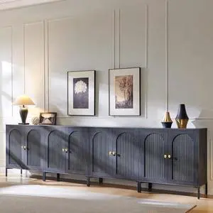 IFGET Modern Buffet Cabinet with Storage, 123.5" W Fluted Arched Sideboard Cabinet w/Adjustable Shelves, Wooden Modular Coffee Bar for Dining Room, Kitchen, Living Room, Entryway, Dark Grey IFGET Modern Buffet Cabinet with Storage, 123.5" W Fluted Arched Sideboard Cabinet w/Adjustable Shelves, Wooden Modular Coffee Bar for Dining Room, Kitchen, Living Room, Entryway, Dark Grey