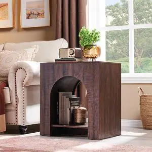 IFGET Arched Nightstand with Type-C Charging Station, 22" Modern Bedroom Night Stand with Arched Open Shelf, Night Table with Outlet, USB, Type-C Port for Bedroom, Brown IFGET Arched Nightstand with Type-C Charging Station, 22" Modern Bedroom Night Stand with Arched Open Shelf, Night Table with Outlet, USB, Type-C Port for Bedroom, Brown
