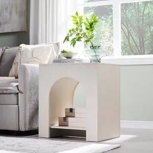 IFGET Arched Nightstand with Type-C Charging Station, 22" Modern Bedroom Night Stand with Arched Open Shelf, Night Table with Outlet, USB, Type-C Port for Bedroom, Cream IFGET Arched Nightstand with Type-C Charging Station, 22" Modern Bedroom Night Stand with Arched Open Shelf, Night Table with Outlet, USB, Type-C Port for Bedroom, Cream