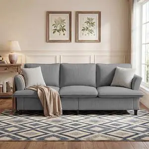 GRUSIGN 3 Seater Corduroy Couch, 89" Comfy Couch with Deep Seat, Modern Sofa Couch for Living Room, Office, Bedroom, Apartment (Pillows not Included) GRUSIGN 3 Seater Corduroy Couch, 89" Comfy Couch with Deep Seat, Modern Sofa Couch for Living Room, Office, Bedroom, Apartment (Pillows not Included)