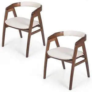 COSTWAY Bamboo Accent Chair Set of 2, Modern Painted Bamboo Leisure Chair w/Comfy Fiber Cushion, Curved Backrest, Solid Legs, Upholstered Armchair for Living Room, Bedroom, Walnut COSTWAY Bamboo Accent Chair Set of 2, Modern Painted Bamboo Leisure Chair w/Comfy Fiber Cushion, Curved Backrest, Solid Legs, Upholstered Armchair for Living Room, Bedroom, Walnut