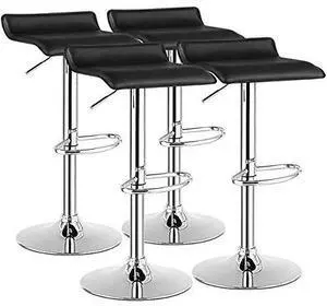 COSTWAY Bar Stools Set of 4, Modern Swivel Contemporary barstools with Adjustable Height, Footrests, Chrome Hydraulic PU Leather Backless Bar Chairs for Kitchen Island Cafe Pub, Black COSTWAY Bar Stools Set of 4, Modern Swivel Contemporary barstools with Adjustable Height, Footrests, Chrome Hydraulic PU Leather Backless Bar Chairs for Kitchen Island Cafe Pub, Black