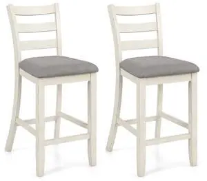 COSTWAY Bar Stools Set of 2, 26'' Upholstered Counter Height Barstools with Back, Padded Seat & Footrest, Farmhouse Wooden Bar Chairs for Kitchen Island Dining Room, Pub, Cafe (Beige) COSTWAY Bar Stools Set of 2, 26'' Upholstered Counter Height Barstools with Back, Padded Seat & Footrest, Farmhouse Wooden Bar Chairs for Kitchen Island Dining Room, Pub, Cafe (Beige)