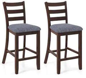 COSTWAY Bar Stools Set of 2, 26'' Upholstered Counter Height Barstools with Back, Padded Seat & Footrest, Farmhouse Wooden Bar Chairs for Kitchen Island Dining Room, Pub, Cafe (Walnut) COSTWAY Bar Stools Set of 2, 26'' Upholstered Counter Height Barstools with Back, Padded Seat & Footrest, Farmhouse Wooden Bar Chairs for Kitchen Island Dining Room, Pub, Cafe (Walnut)