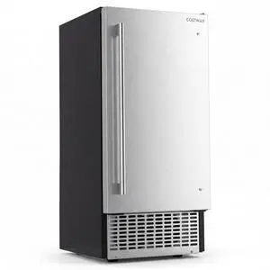 COSTWAY 15" Under Counter Commercial Ice Maker, 110Lbs/24H, 25Lbs Storage Bin, Self-Cleaning, Reversible Door, 23H Timer, Built-in Freestanding Ice Machine for Home Bar Cafe Restaurant, Silver+Black COSTWAY 15" Under Counter Commercial Ice Maker, 110Lbs/24H, 25Lbs Storage Bin, Self-Cleaning, Reversible Door, 23H Timer, Built-in Freestanding Ice Machine for Home Bar Cafe Restaurant, Silver+Black